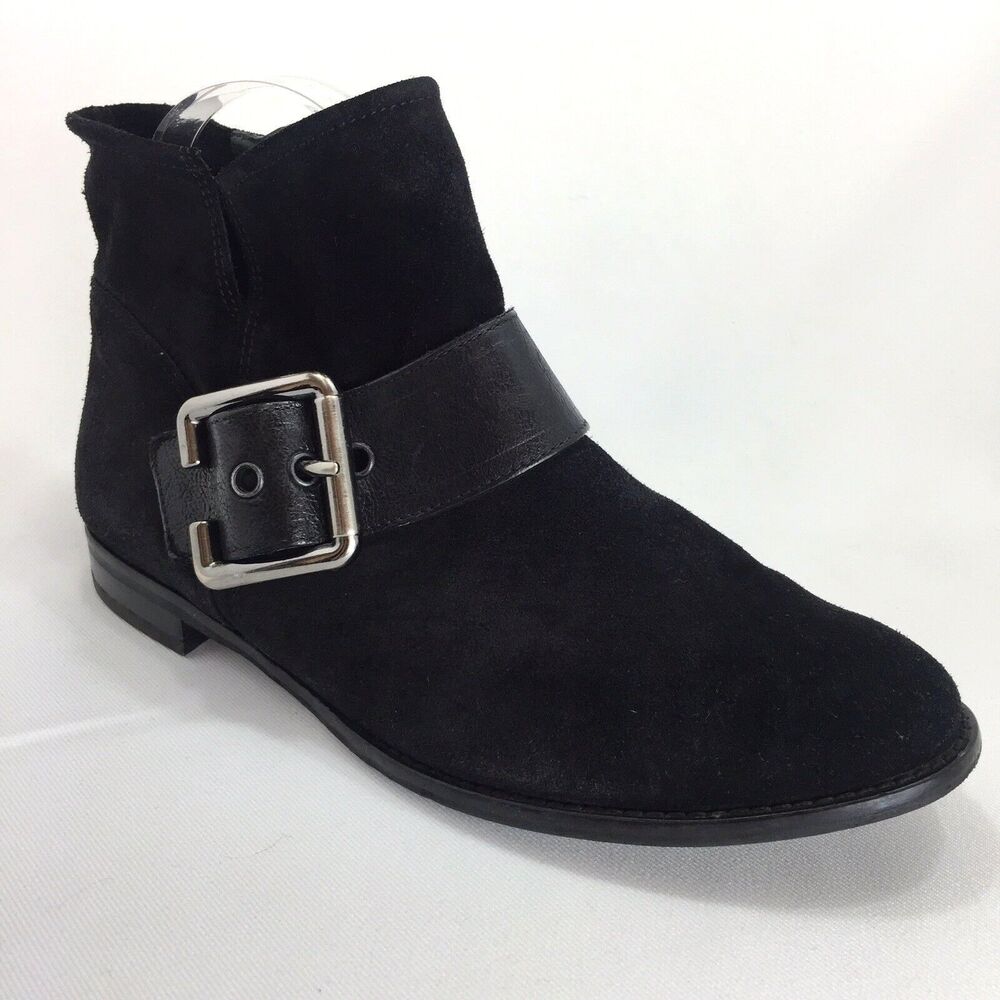 PAUL GREEN Eastwood Womens 5UK 7 U Black Suede Ankle Zip Up Buckle Moto Booties
